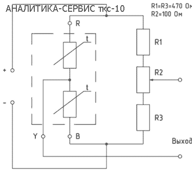 Схема подключения сенсора ТКС-10